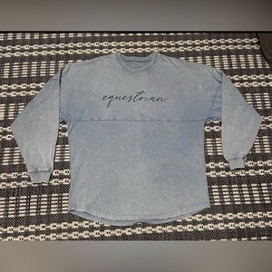 Dapplebay light blue oversized tie dye Womens Long Sleeve Equestrian Horse lover